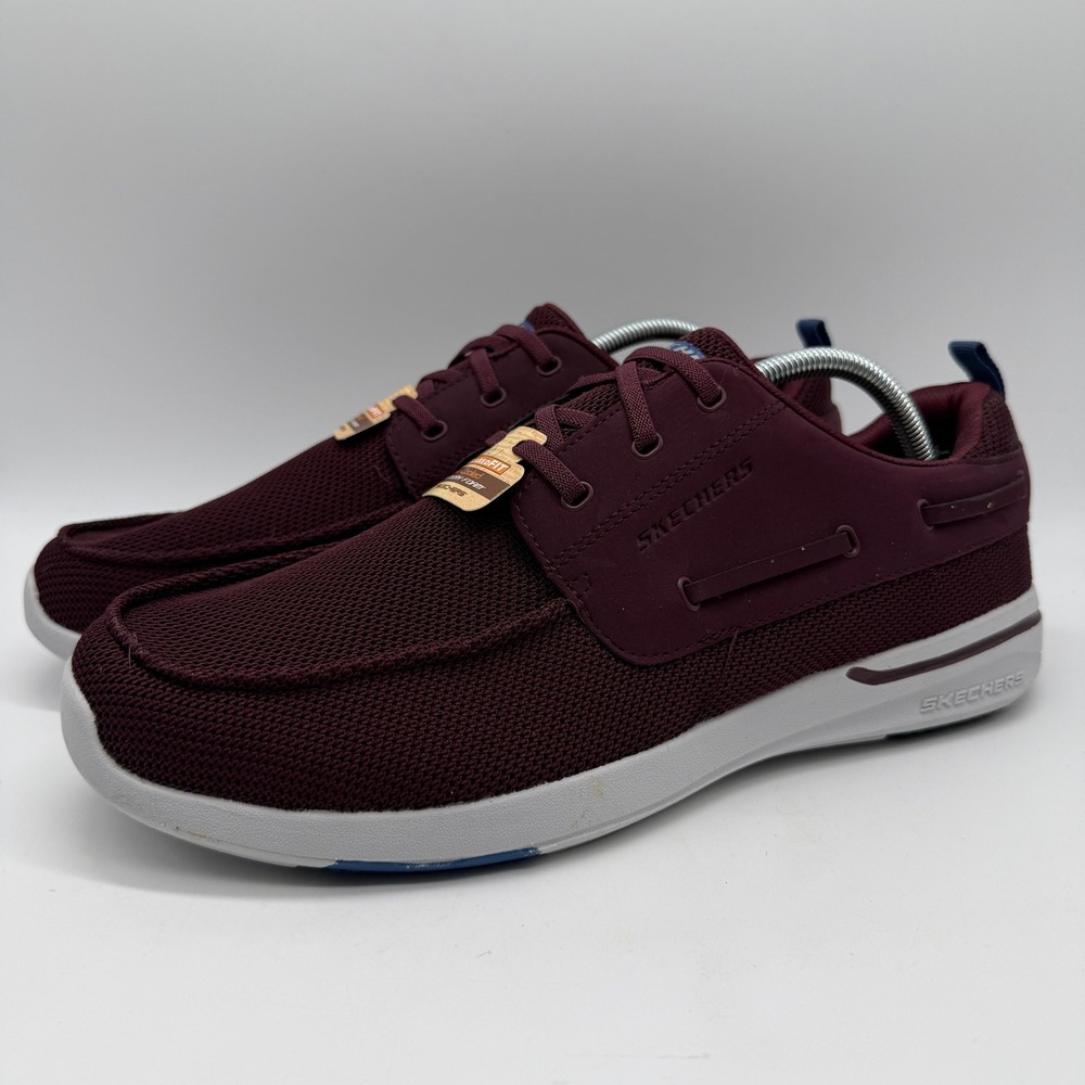 Skechers Boat Shoe Sneaker Mens 12 Burgundy Relaxed Fit Memory Foam 65399